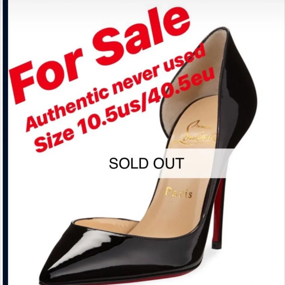 Christian Louboutin Black Patent Heels with Red Soles 100mm - Picture 2 of 2